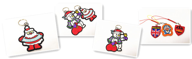 Christmas Present Embroidered Fabric Keychain  Festival Embroidered Key Tags