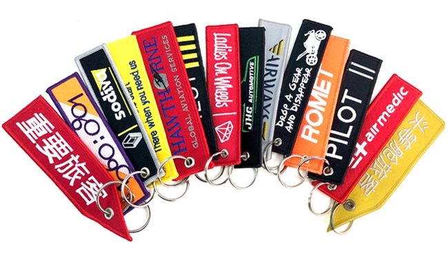 Double Side  Embroidery Fabric Keychain  Customized Logo And Word