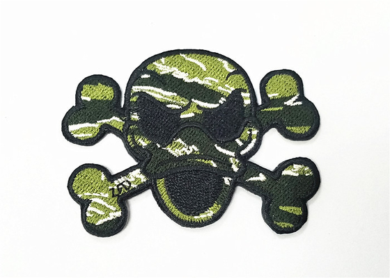 China Durable Garment Personalised Embroidered Badges Camouflage Skull Logo supplier