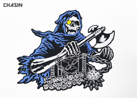 China Intricate  Punk Skull Motorcycle Biker Patches Glue Backing Biker Vest Patches supplier