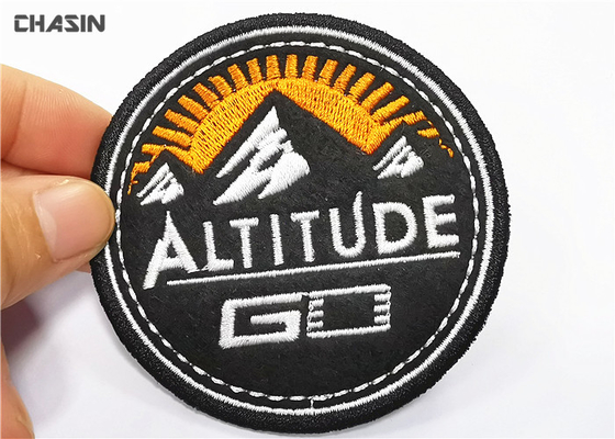 China Twill Material Baseball Hat Embroidery Round Patches With Glue Backing supplier