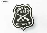 Green Twill Military Embroidered Patches With Merrowed Border , Stitch Border