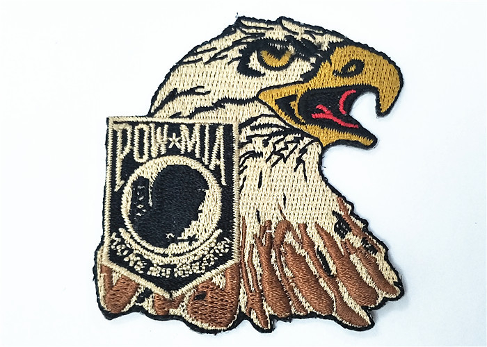 Eagle Logo Cool Embroidered Patches Smooth Laser Cut Border For Clothing And Hat