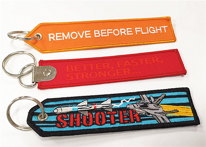 Bright Color Full Embroidered Fabric Keychain 13cmX3.5cm For Airbus Pilot