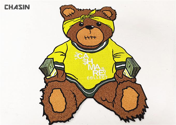Custom Iron - On Backing Bear Logo Clothing Embroidery Patches Large Size