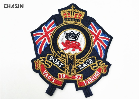 China Polo T - Shirt Iron On Embroidered Patches British Style Decorative Fabric Patches supplier