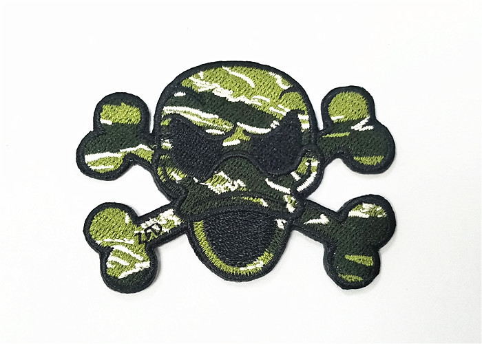 Durable Garment Personalised Embroidered Badges Camouflage Skull Logo